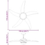 vidaXL Stropný ventilátor s osvetlením a diaľkovým ovládaním Ø 110 cm – Obrázok 12
