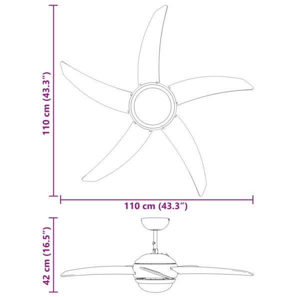 vidaXL Stropný ventilátor s osvetlením a diaľkovým ovládaním Ø 110 cm – Obrázok 12