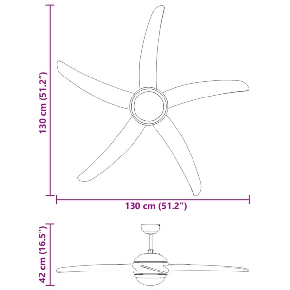 vidaXL Stropný ventilátor s osvetlením Ø 130 cm Sonoma – Obrázok 12