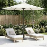 vidaXL Záhradný slnečník 230 x 230 cm Polyester Obdĺžnikový Krémová