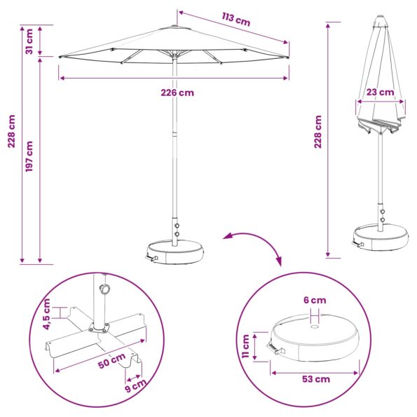 vidaXL Záhradný slnečník s podstavcom 230 x 230 cm Polyester – Obrázok 8