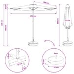 vidaXL Záhradný slnečník s podstavcom 270 x 270 cm Polyester – Obrázok 8