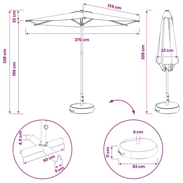 vidaXL Záhradný slnečník s podstavcom 270 x 270 cm Polyester – Obrázok 8
