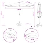 vidaXL Záhradný slnečník s LED svetlami a základňou 300 x 300 cm – Obrázok 10