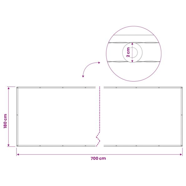 vidaXL Záclona na balkónové súkromie 180 x 700 cm Textil s PU povlakom – Obrázok 6