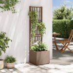 vidaXL Záhradný kvetináč s trellis Hnedá 36 x 36 x 140 cm PP