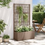 vidaXL Záhradný kvetináč s trellis Hnedá 80 x 36 x 140 cm PP