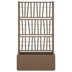 vidaXL Záhradný kvetináč s trellis Hnedá 80 x 36 x 140 cm PP – Obrázok 3