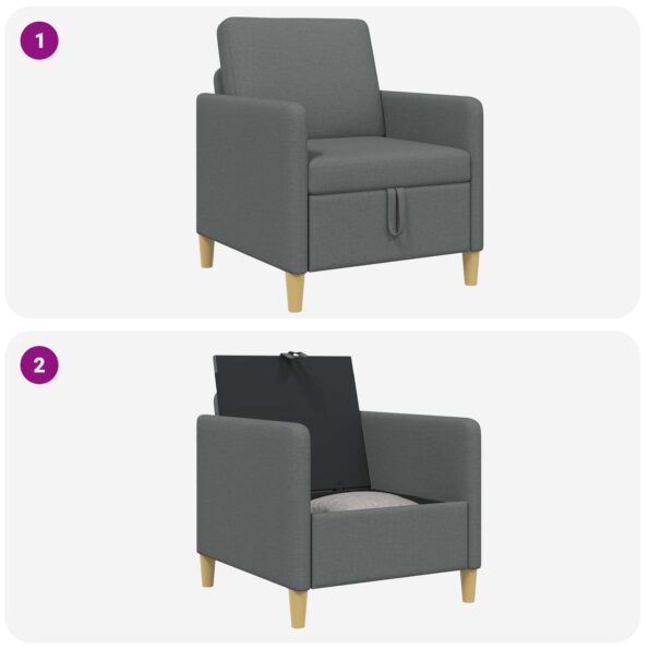 vidaXL Sofa s úložným priestorom Tmavosivá 72 x 78 x 87 cm Polyester – Obrázok 8