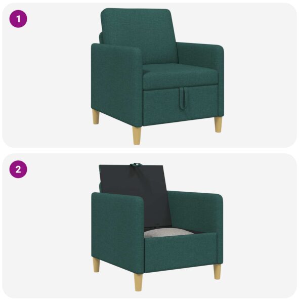 vidaXL Sofa s úložným priestorom Tmavozelená 72 x 78 x 87 cm Polyester – Obrázok 8