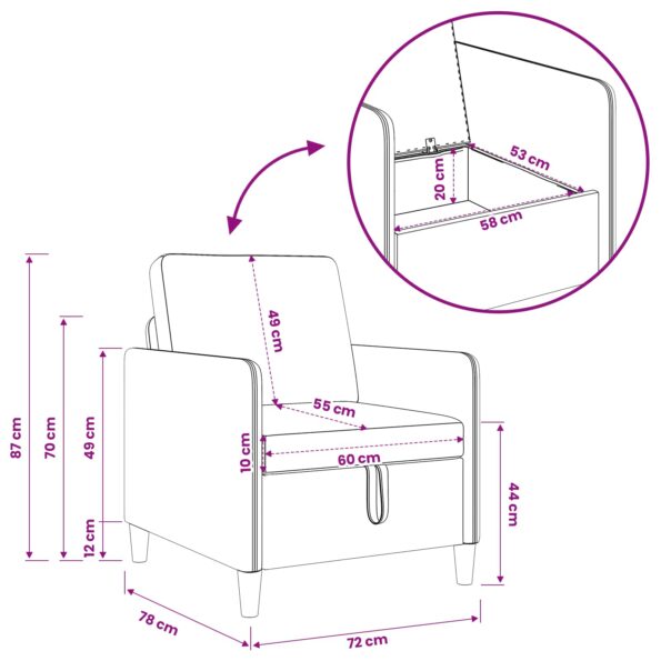 vidaXL Sofa s úložným priestorom Biela 72 x 78 x 87 cm Polyester – Obrázok 10