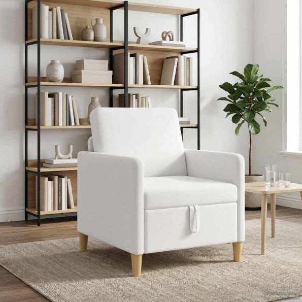 vidaXL Sofa s úložným priestorom Biela 72 x 78 x 87 cm Polyester – Obrázok 3