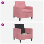 vidaXL Sofa s úložným priestorom Ružová 72 x 78 x 87 cm Polyester – Obrázok 8