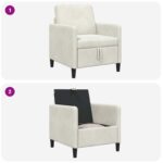 vidaXL Sofa s úložným priestorom Krémová 72 x 78 x 87 cm Polyester – Obrázok 8