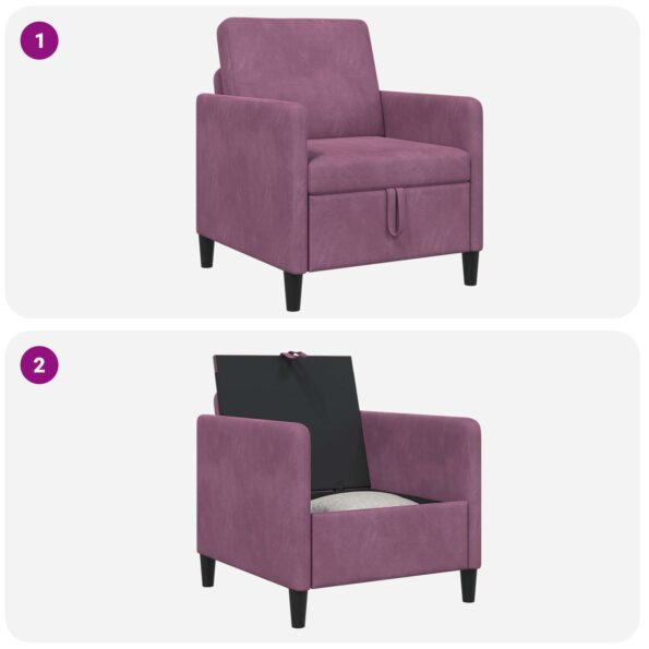 vidaXL Sofa s úložným priestorom Fialová 72 x 78 x 87 cm Polyester – Obrázok 8