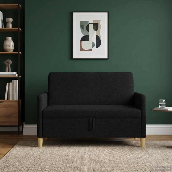 vidaXL Sofa s úložným priestorom Čierna 122 x 78 x 87 cm Polyester – Obrázok 3
