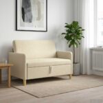 vidaXL Sofa s úložným priestorom Krémová 122 x 78 x 87 cm Polyester – Obrázok 3