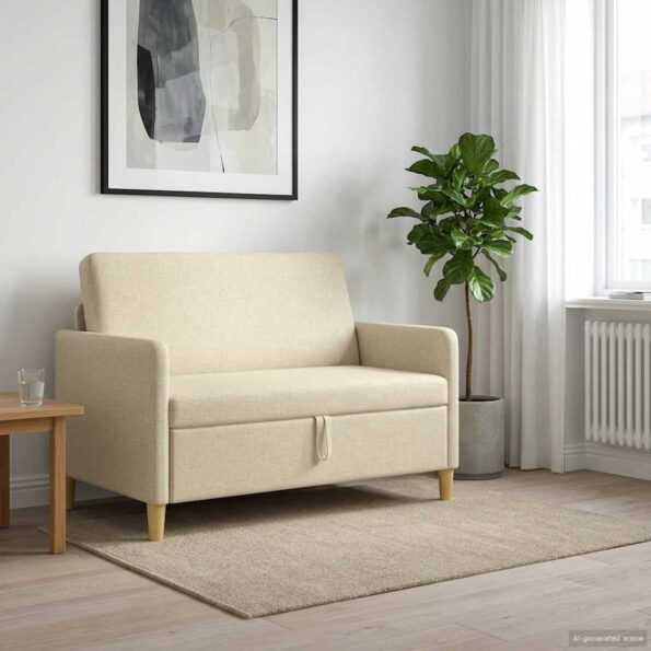 vidaXL Sofa s úložným priestorom Krémová 122 x 78 x 87 cm Polyester – Obrázok 3