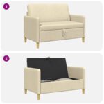 vidaXL Sofa s úložným priestorom Krémová 122 x 78 x 87 cm Polyester – Obrázok 6