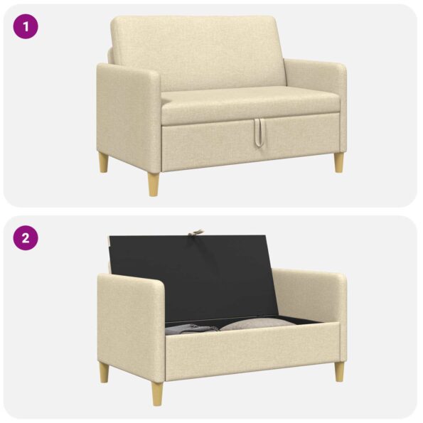 vidaXL Sofa s úložným priestorom Krémová 122 x 78 x 87 cm Polyester – Obrázok 6
