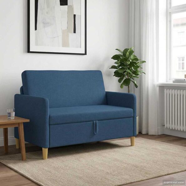 vidaXL Sofa s úložným priestorom Modrá 122 x 78 x 87 cm Polyester – Obrázok 3