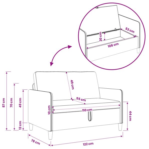 vidaXL Sofa s úložným priestorom Modrá 122 x 78 x 87 cm Polyester – Obrázok 7