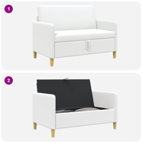vidaXL Sofa s úložným priestorom Biela 122 x 78 x 87 cm Polyester – Obrázok 5