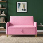 vidaXL Sofa s úložným priestorom Ružová 122 x 78 x 87 cm Polyester – Obrázok 3