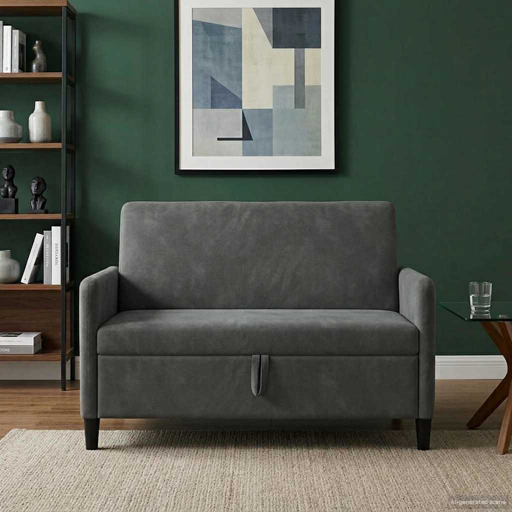 42036906_1.jpg vidaXL Sofa s úložným priestorom Tmavosivá 122 x 78 x 87 cm Polyester – Obrázok 1