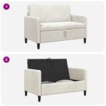 vidaXL Sofa s úložným priestorom Krémová 122 x 78 x 87 cm Polyester – Obrázok 6