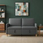 vidaXL Sofa s úložným priestorom Tmavosivá 152 x 78 x 87 cm Polyester – Obrázok 3