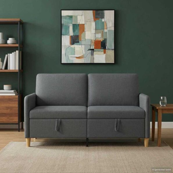 vidaXL Sofa s úložným priestorom Tmavosivá 152 x 78 x 87 cm Polyester – Obrázok 3
