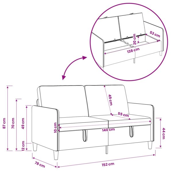 vidaXL Sofa s úložným priestorom Čierna 152 x 78 x 87 cm Polyester – Obrázok 7