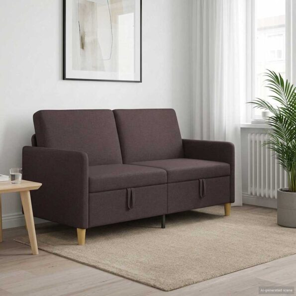 vidaXL Sofa s úložným priestorom Tmavohnedá 152 x 78 x 87 cm Polyester – Obrázok 3