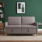 vidaXL Sofa s úložným priestorom Sivohnedá 152 x 78 x 87 cm Polyester – Obrázok 3