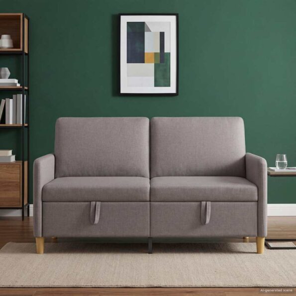 vidaXL Sofa s úložným priestorom Sivohnedá 152 x 78 x 87 cm Polyester – Obrázok 3
