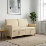 vidaXL Sofa s úložným priestorom Krémová 152 x 78 x 87 cm Polyester – Obrázok 3
