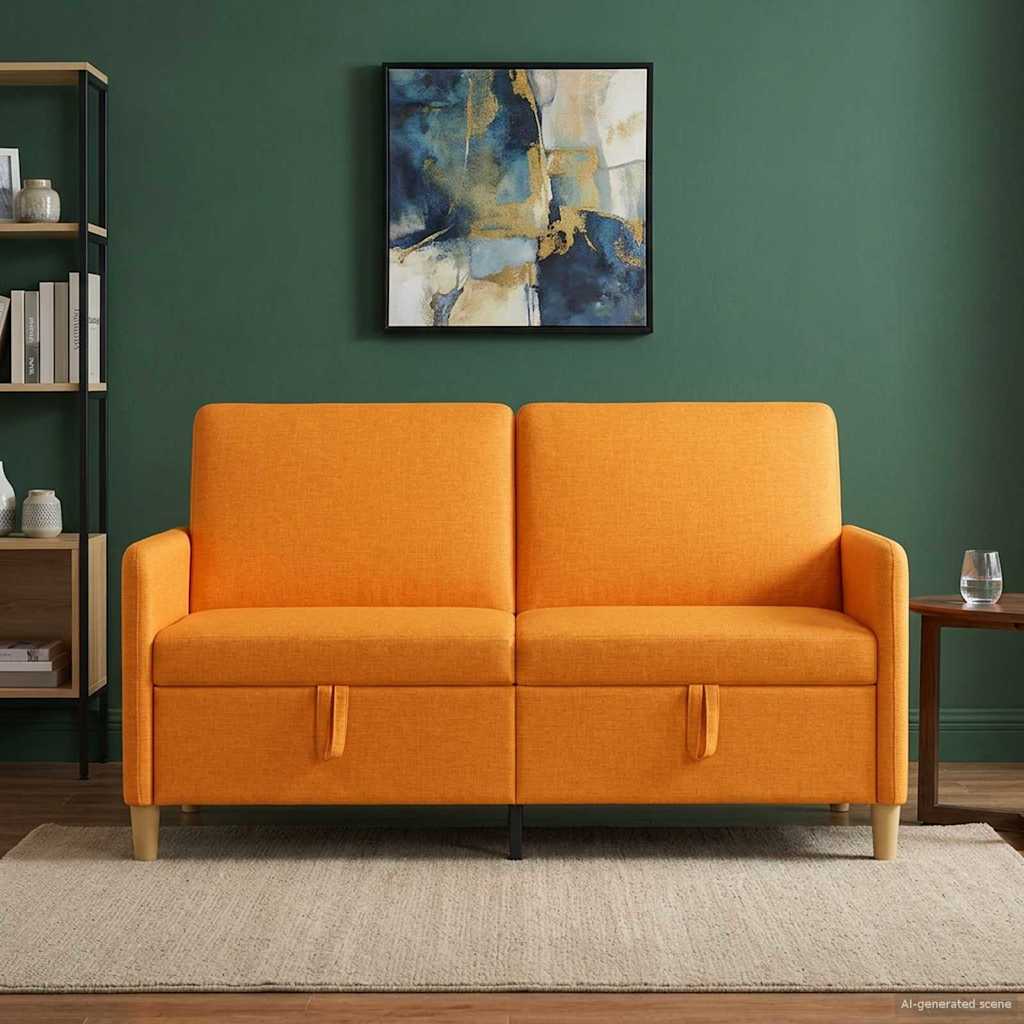 42036928_1.jpg vidaXL Sofa s úložným priestorom Tmavá žltá 152 x 78 x 87 cm Polyester – Obrázok 1