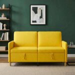 vidaXL Sofa s úložným priestorom Svetložltá 152 x 78 x 87 cm Polyester – Obrázok 3