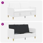 vidaXL Sofa s úložným priestorom Biela 152 x 78 x 87 cm Polyester – Obrázok 6