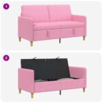 vidaXL Sofa s úložným priestorom Ružová 152 x 78 x 87 cm Polyester – Obrázok 6