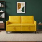 vidaXL Sofa s úložným priestorom Žltá 152 x 78 x 87 cm Polyester