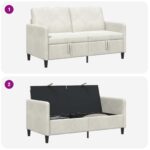 vidaXL Sofa s úložným priestorom Krémová 152 x 78 x 87 cm Polyester – Obrázok 6