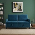 vidaXL Sofa s úložným priestorom Modrá 152 x 78 x 87 cm Polyester – Obrázok 3