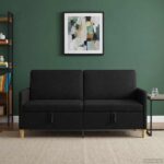 vidaXL Sofa s úložným priestorom Čierna 172 x 78 x 87 cm Polyester – Obrázok 3