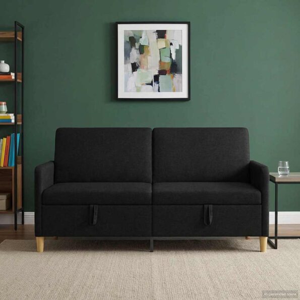 vidaXL Sofa s úložným priestorom Čierna 172 x 78 x 87 cm Polyester – Obrázok 3