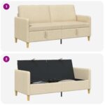 vidaXL Sofa s úložným priestorom Krémová 172 x 78 x 87 cm Polyester – Obrázok 7