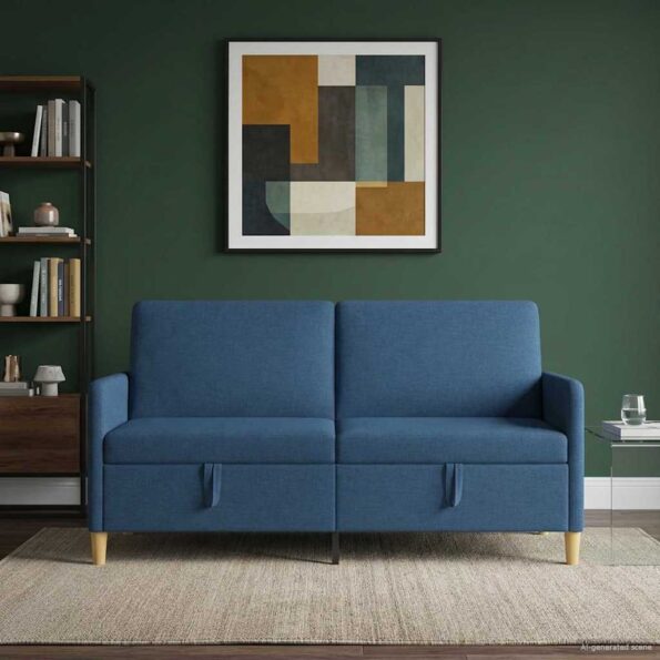 vidaXL Sofa s úložným priestorom Modrá 172 x 78 x 87 cm Polyester – Obrázok 3