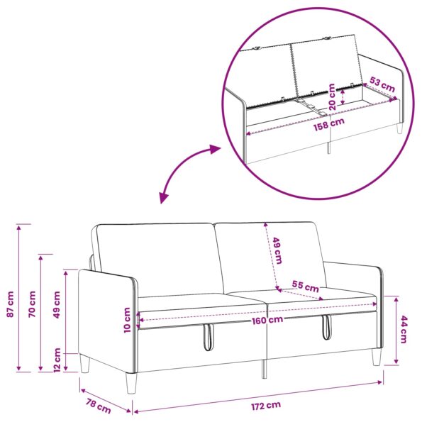 vidaXL Sofa s úložným priestorom Biela 172 x 78 x 87 cm Polyester – Obrázok 9