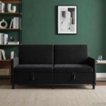 vidaXL Sofa s úložným priestorom Čierna 172 x 78 x 87 cm Polyester – Obrázok 3